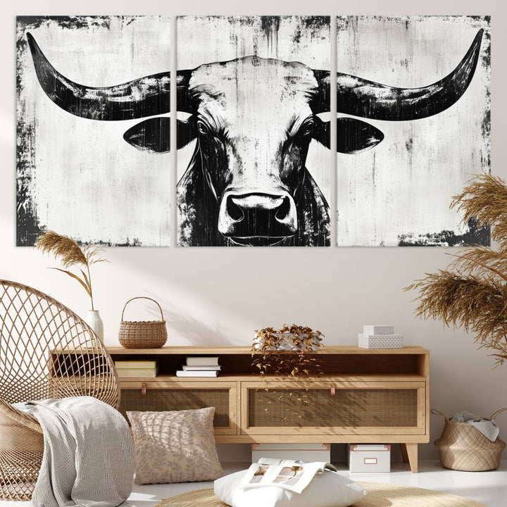 Nautical Theme Black and White Longhorn Bull Horns