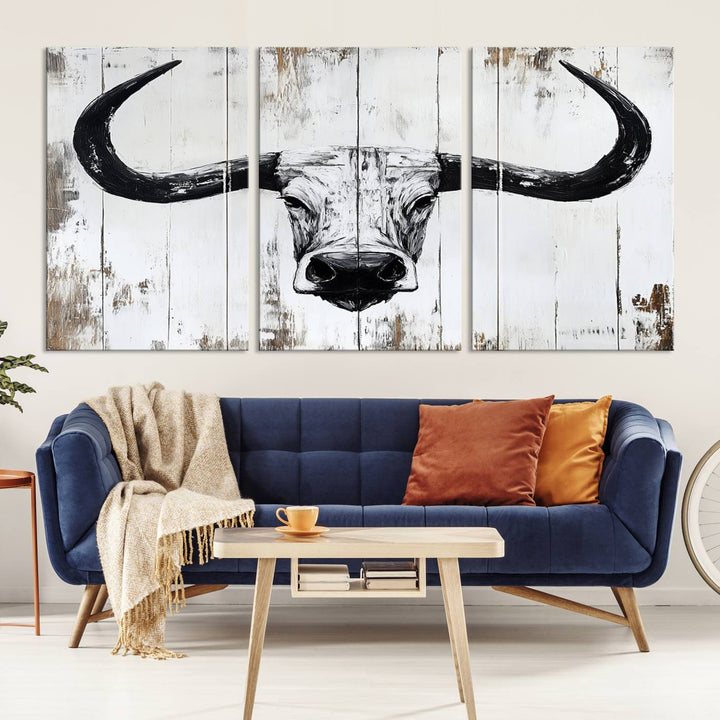 Nautical Theme Black and White Longhorn Bull Horns