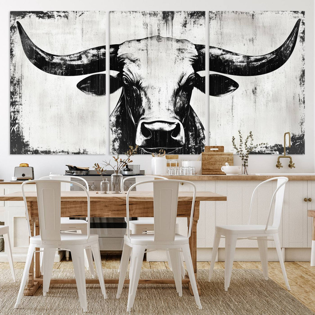 Nautical Theme Black and White Longhorn Bull Horns