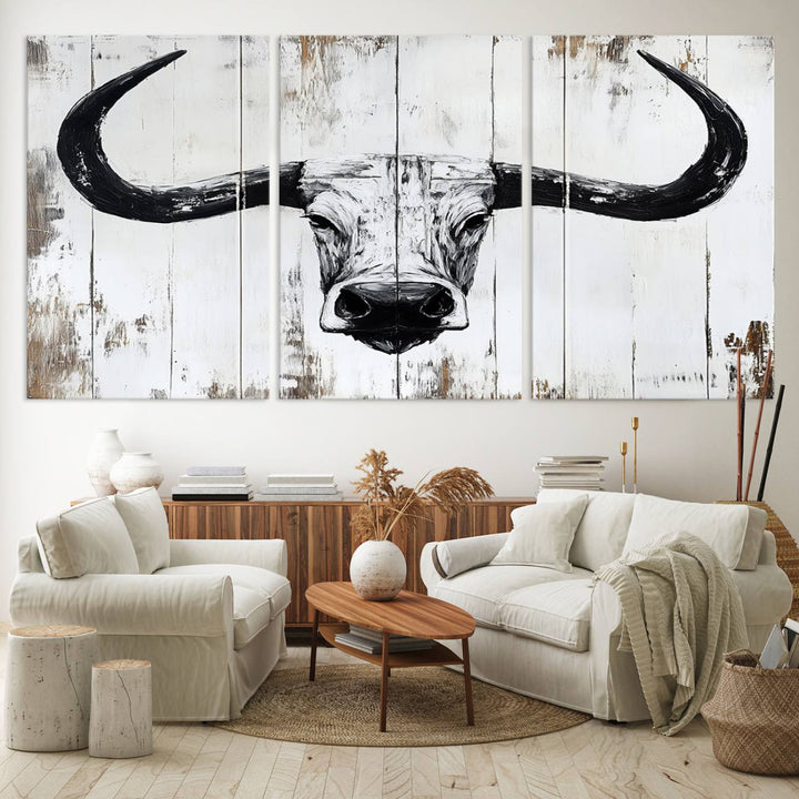 Nautical Theme Black and White Longhorn Bull Horns