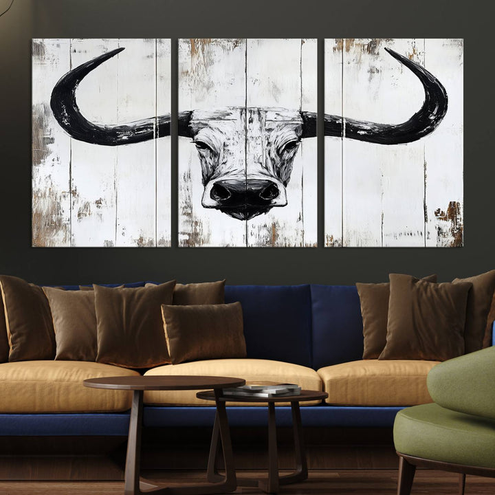 Nautical Theme Black and White Longhorn Bull Horns