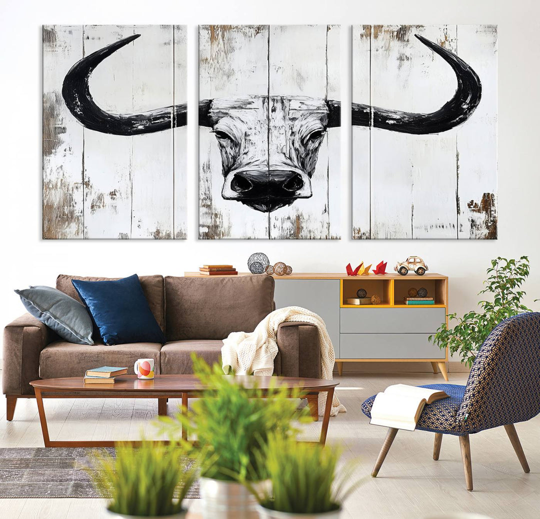 Nautical Theme Black and White Longhorn Bull Horns