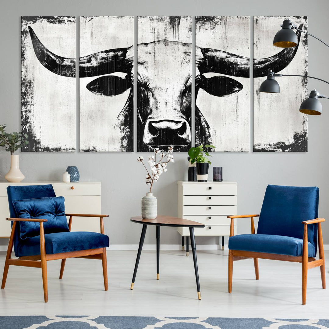 Nautical Theme Black and White Longhorn Bull Horns