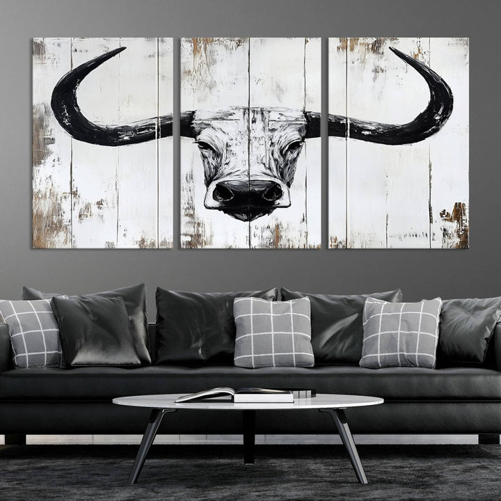 Nautical Theme Black and White Longhorn Bull Horns