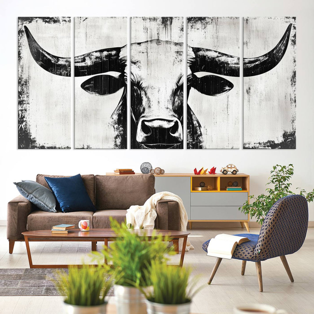 Nautical Theme Black and White Longhorn Bull Horns