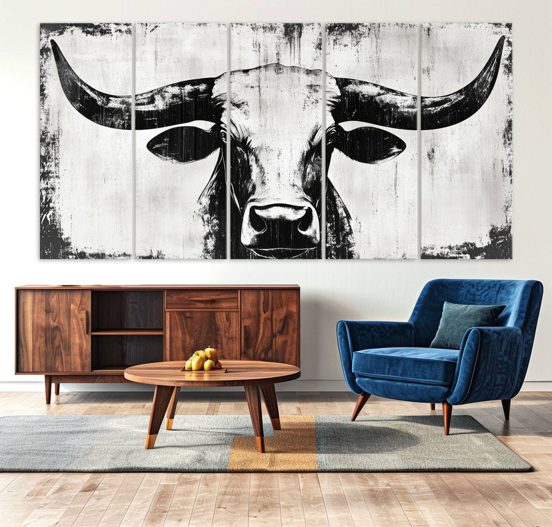 Nautical Theme Black and White Longhorn Bull Horns