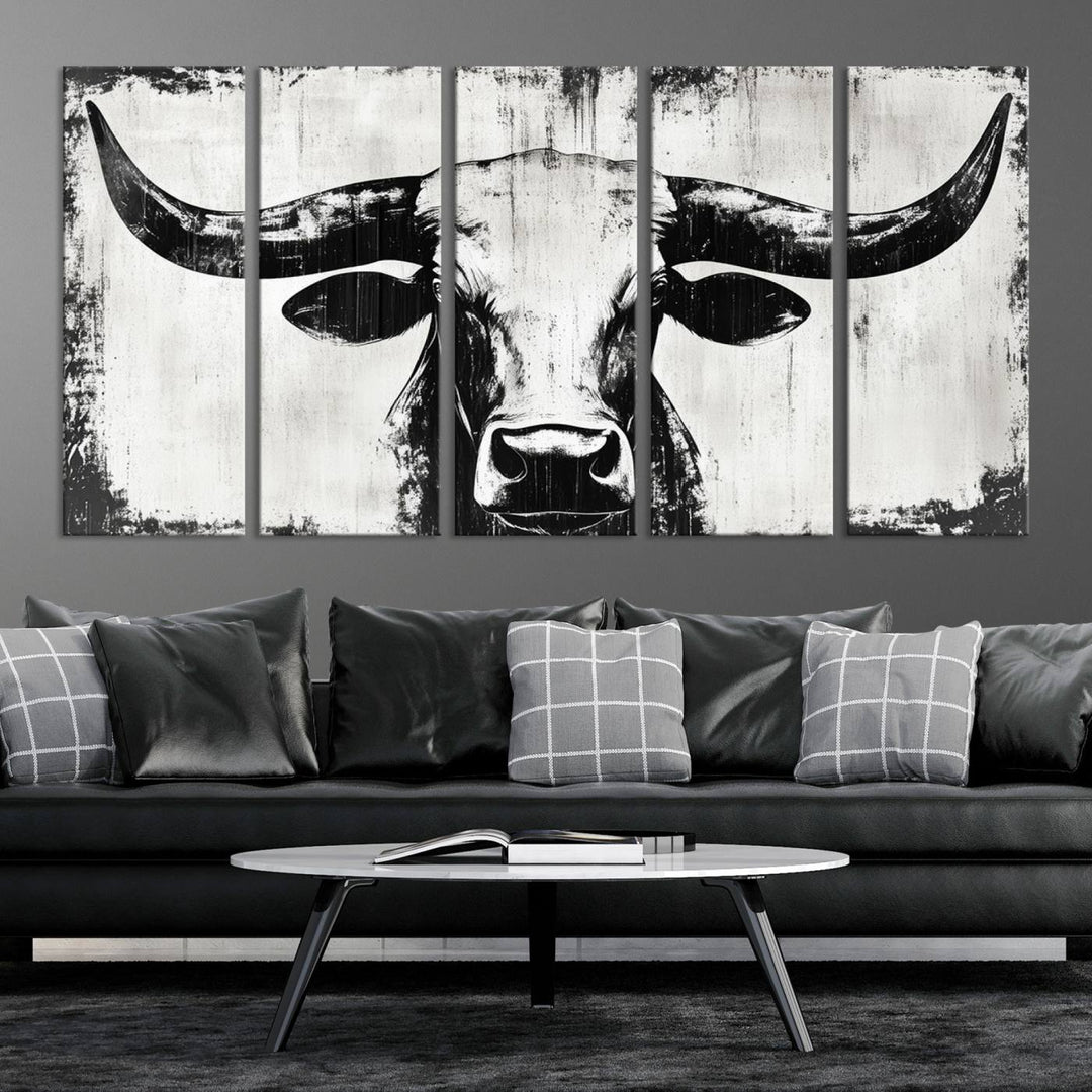 Nautical Theme Black and White Longhorn Bull Horns