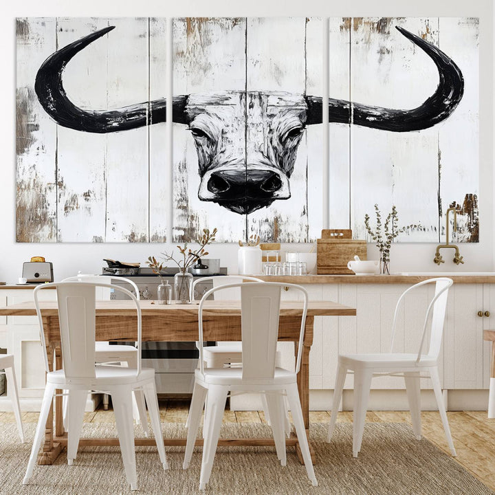 Nautical Theme Black and White Longhorn Bull Horns