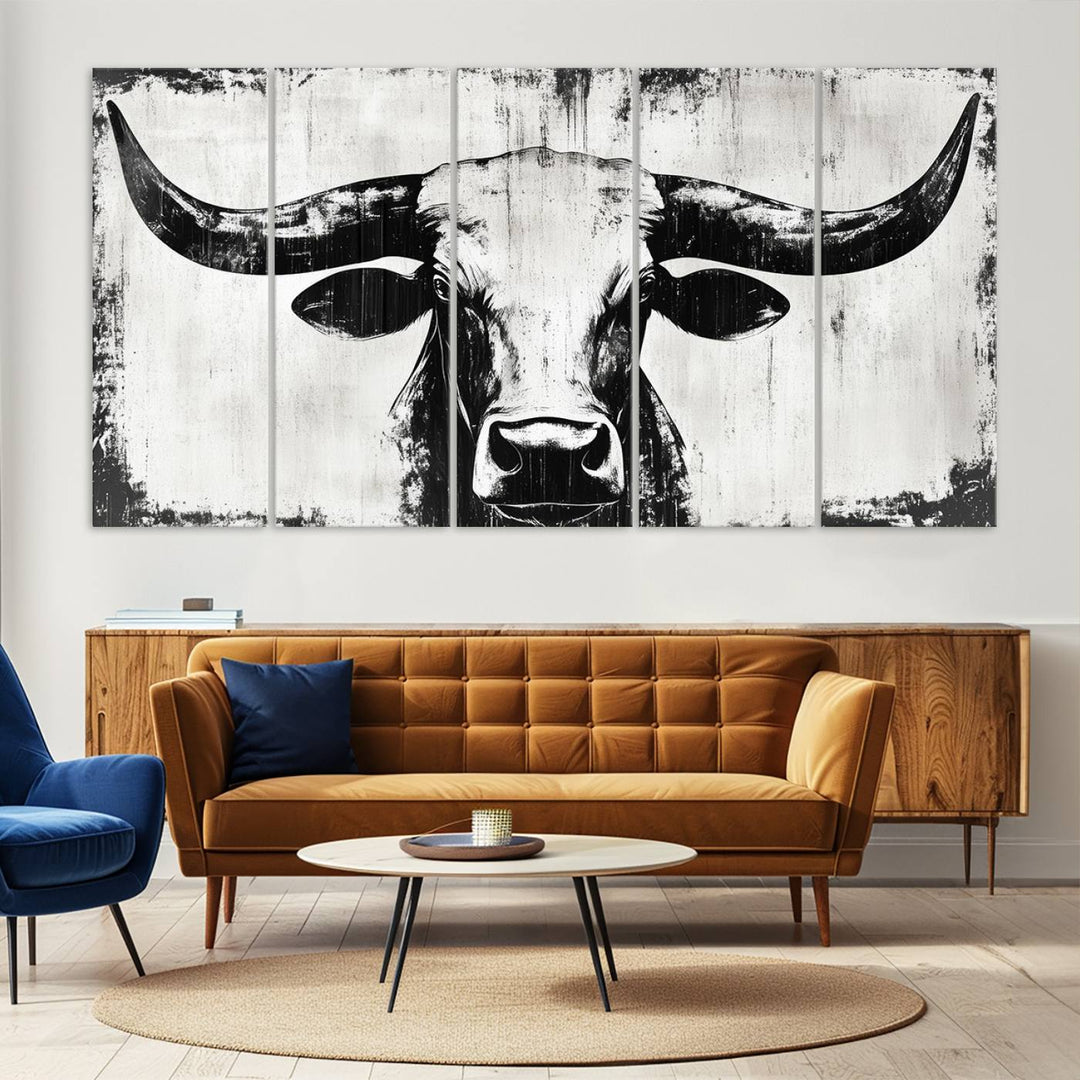 Nautical Theme Black and White Longhorn Bull Horns