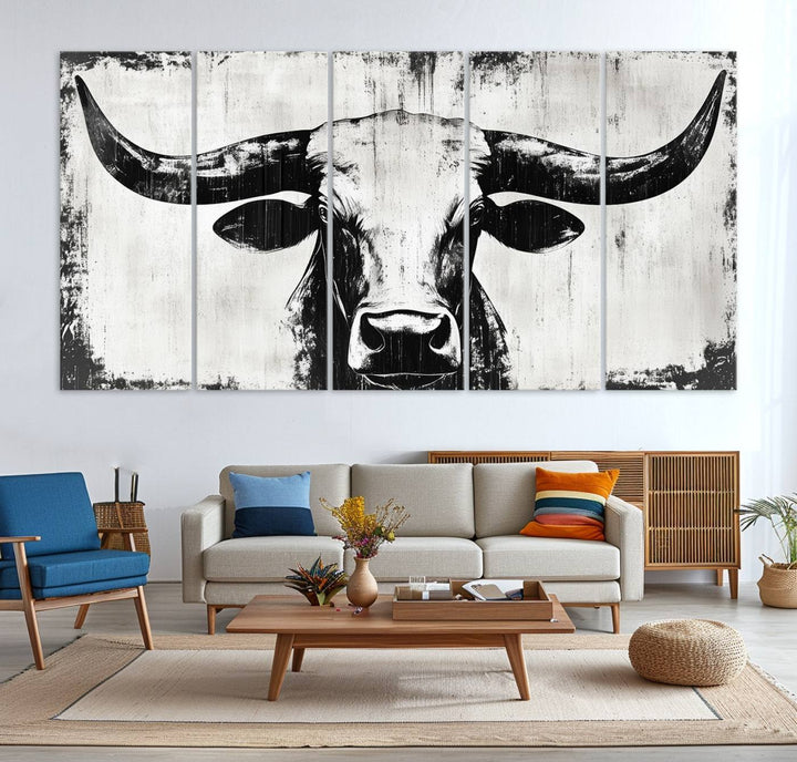 Nautical Theme Black and White Longhorn Bull Horns