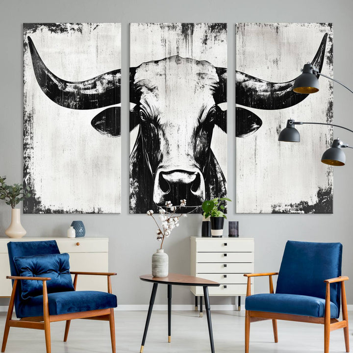 Nautical Theme Black and White Longhorn Bull Horns