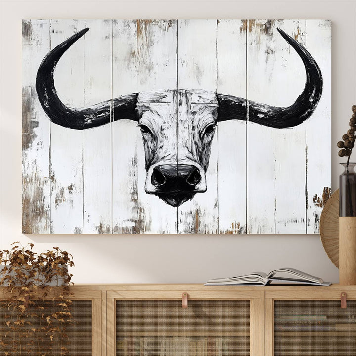 Nautical Theme Black and White Longhorn Bull Horns