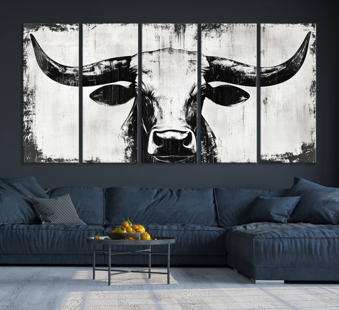 Nautical Theme Black and White Longhorn Bull Horns