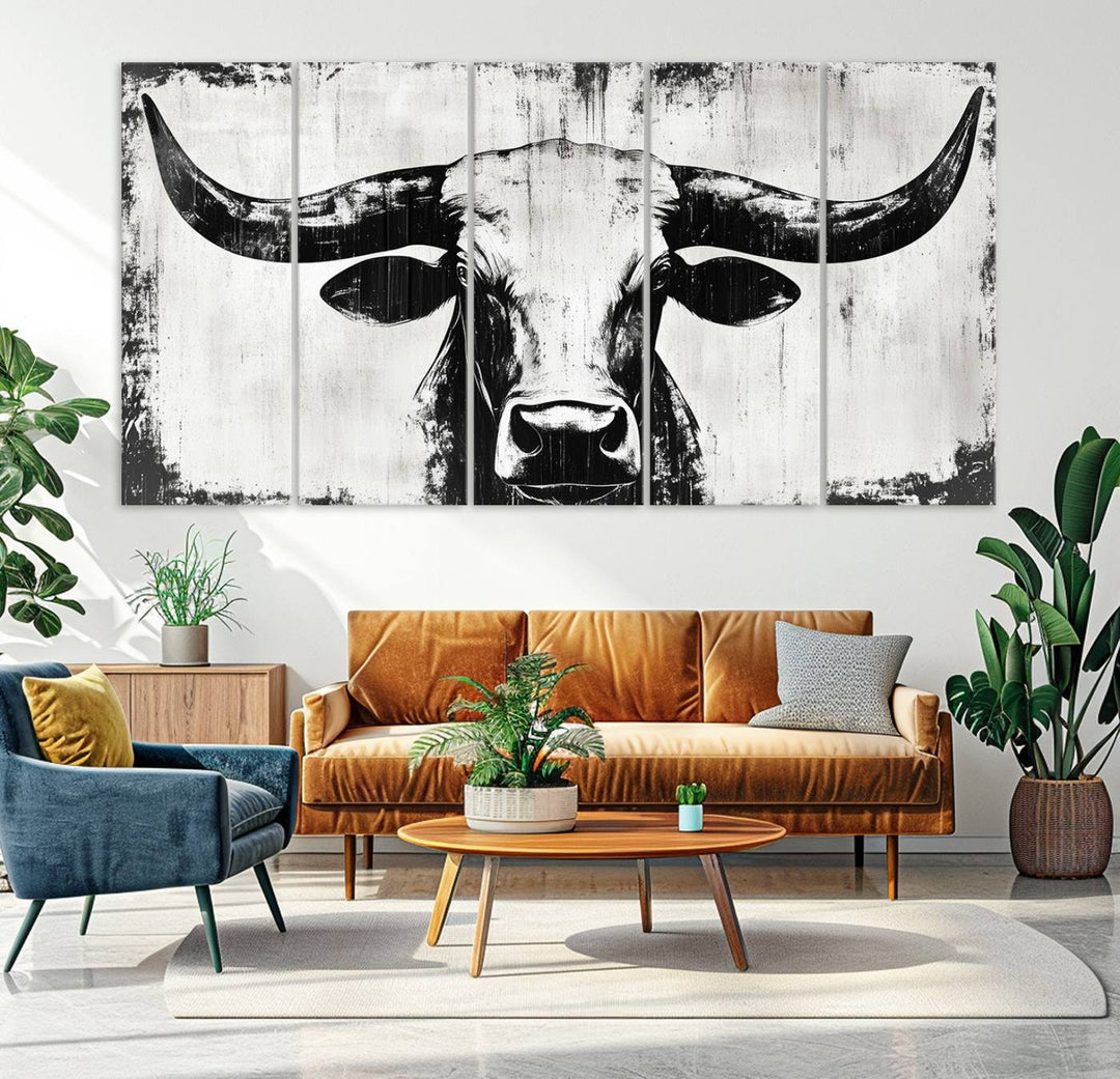 Nautical Theme Black and White Longhorn Bull Horns