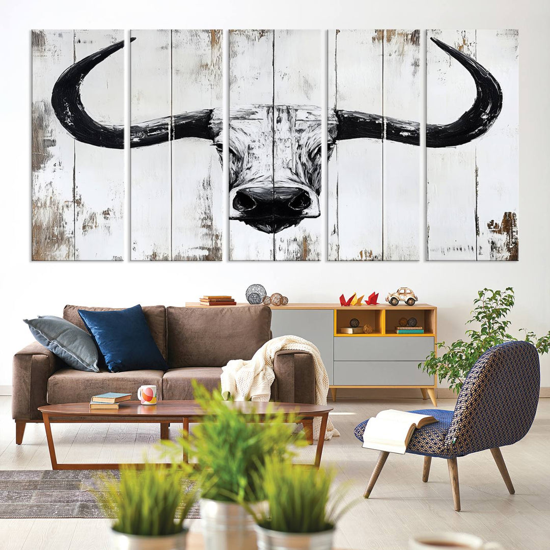 Nautical Theme Black and White Longhorn Bull Horns