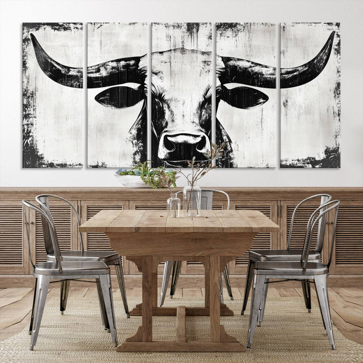 Nautical Theme Black and White Longhorn Bull Horns