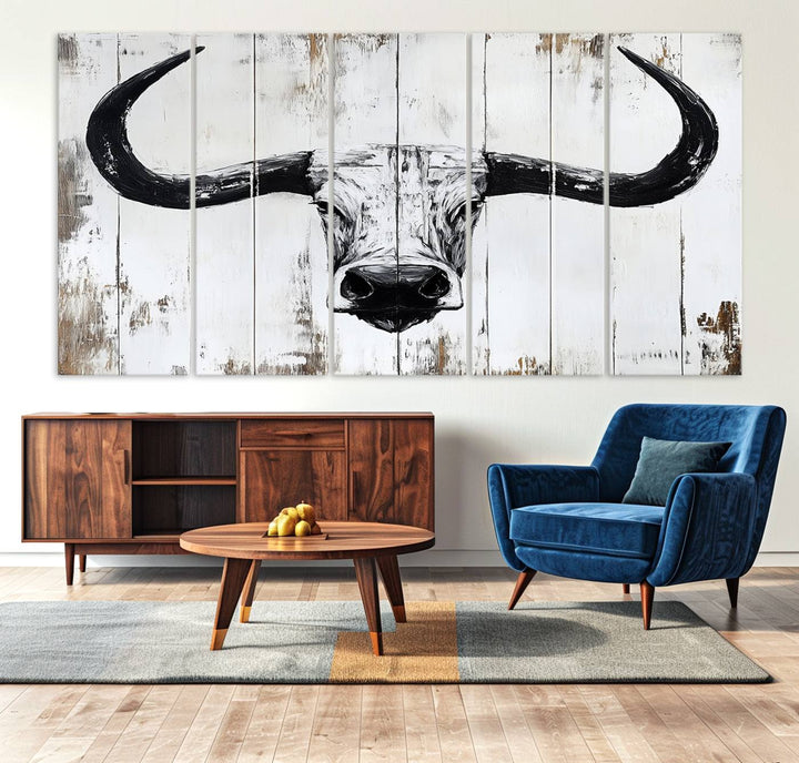 Nautical Theme Black and White Longhorn Bull Horns