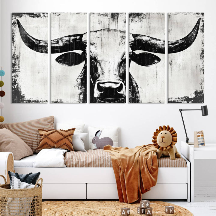 Nautical Theme Black and White Longhorn Bull Horns