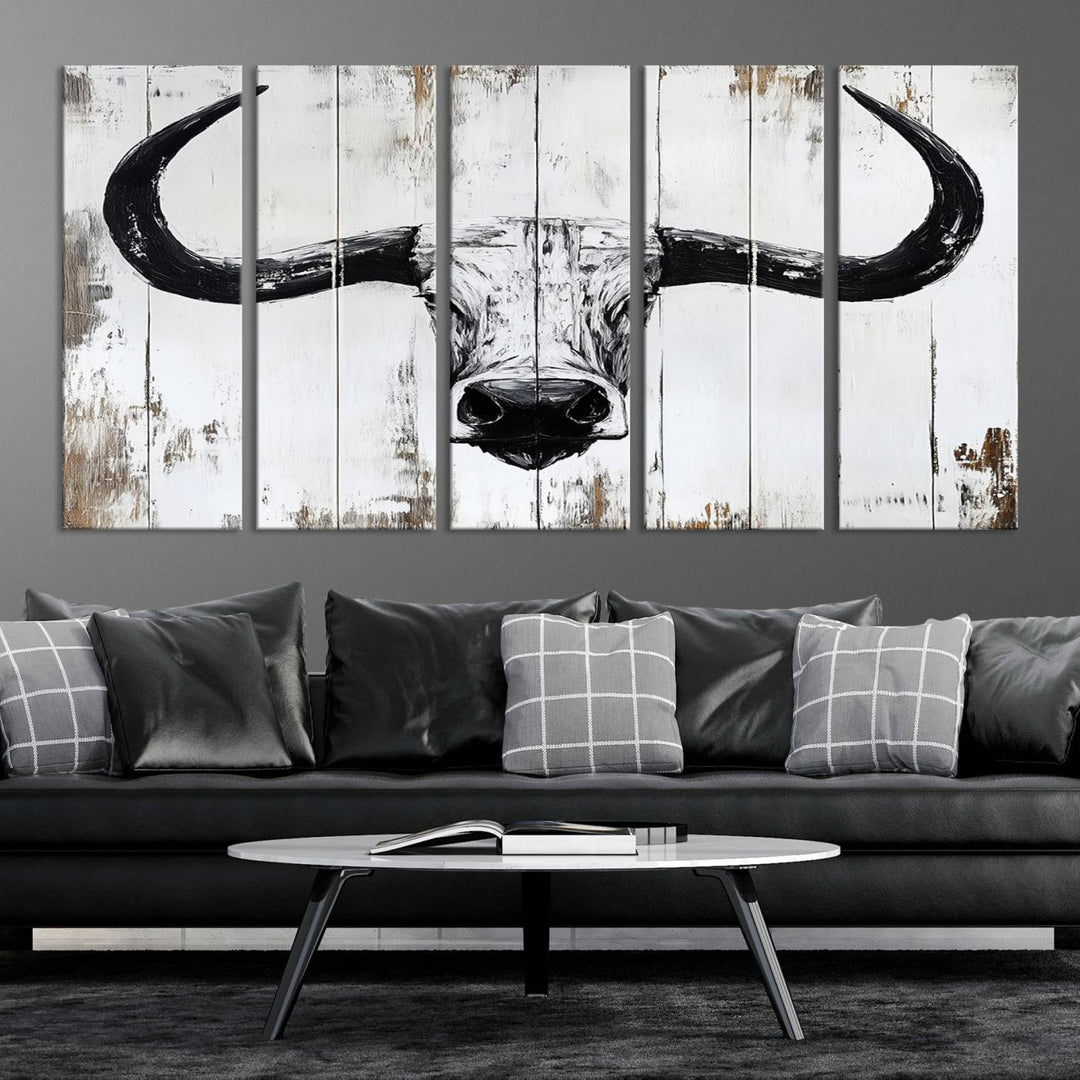 Nautical Theme Black and White Longhorn Bull Horns