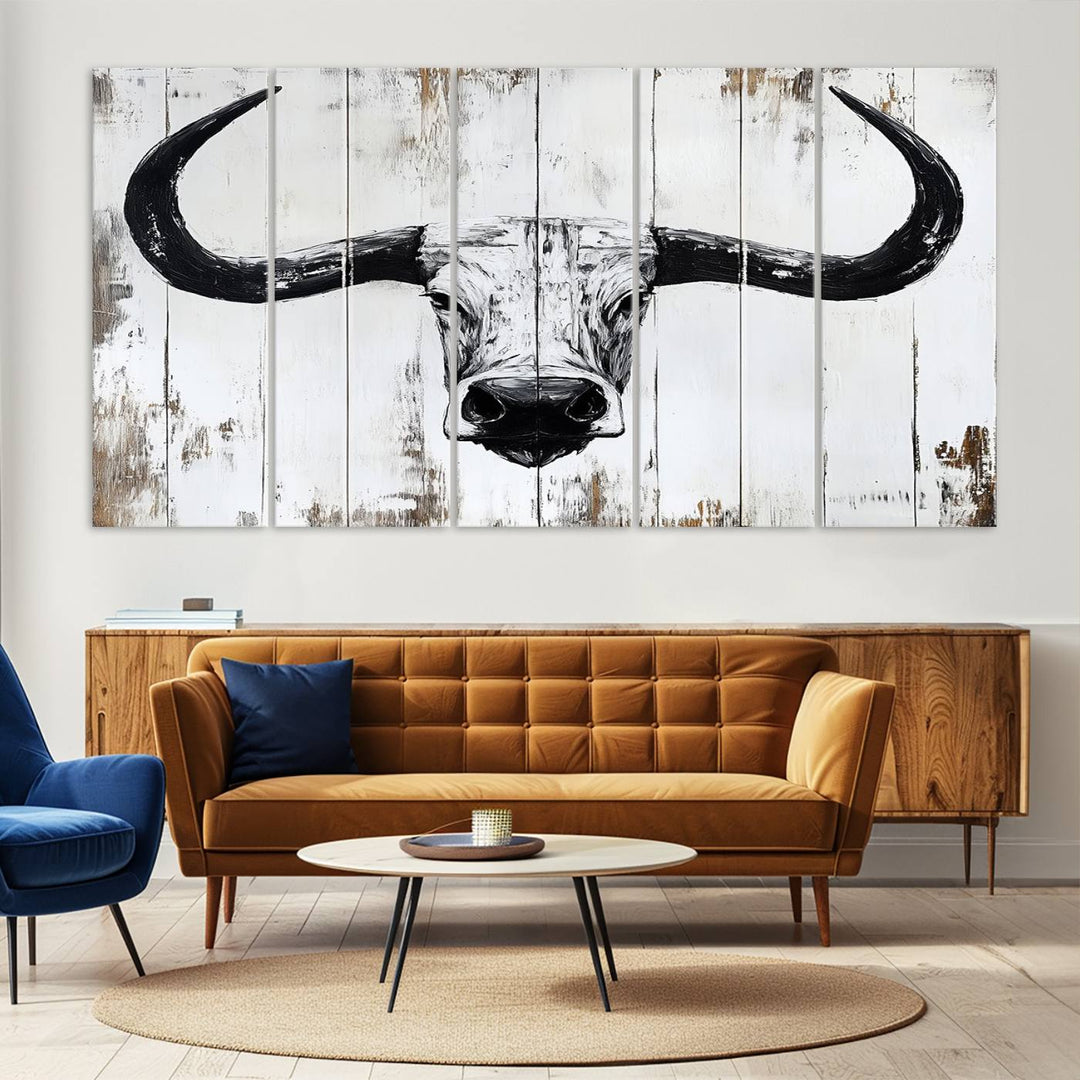 Nautical Theme Black and White Longhorn Bull Horns