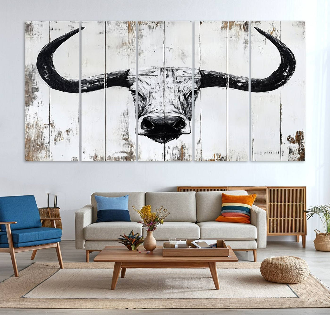 Nautical Theme Black and White Longhorn Bull Horns