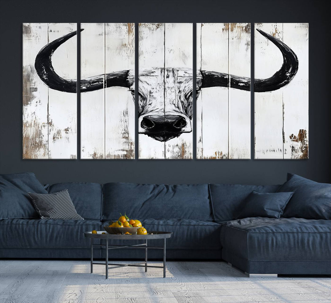 Nautical Theme Black and White Longhorn Bull Horns