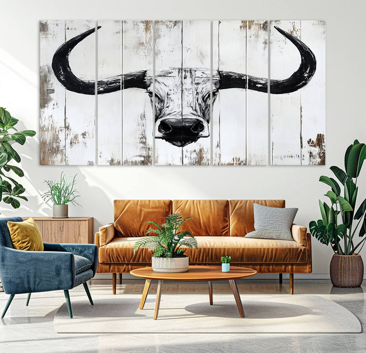 Nautical Theme Black and White Longhorn Bull Horns