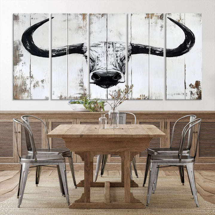 Nautical Theme Black and White Longhorn Bull Horns