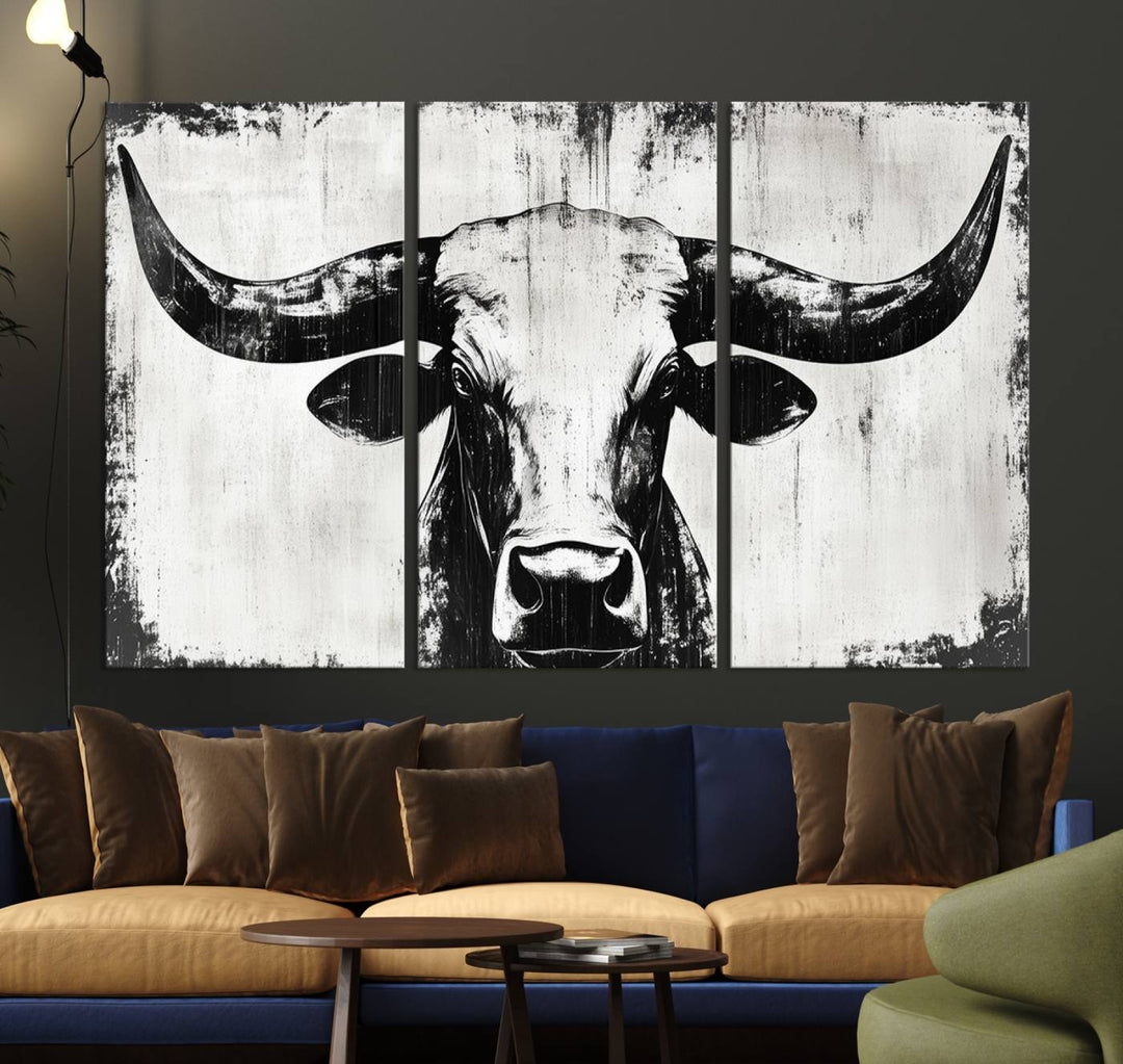 Nautical Theme Black and White Longhorn Bull Horns