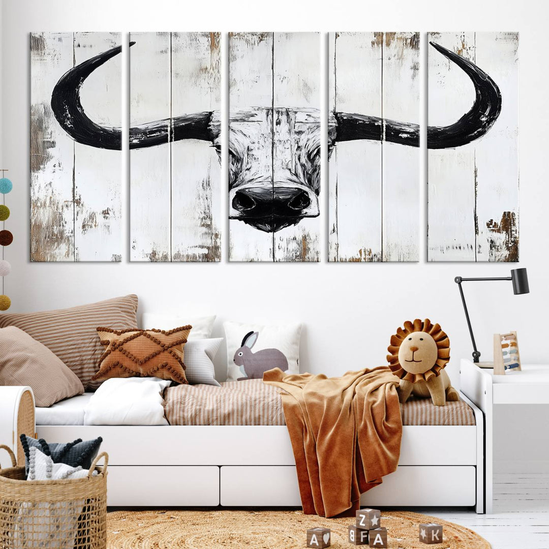 Nautical Theme Black and White Longhorn Bull Horns