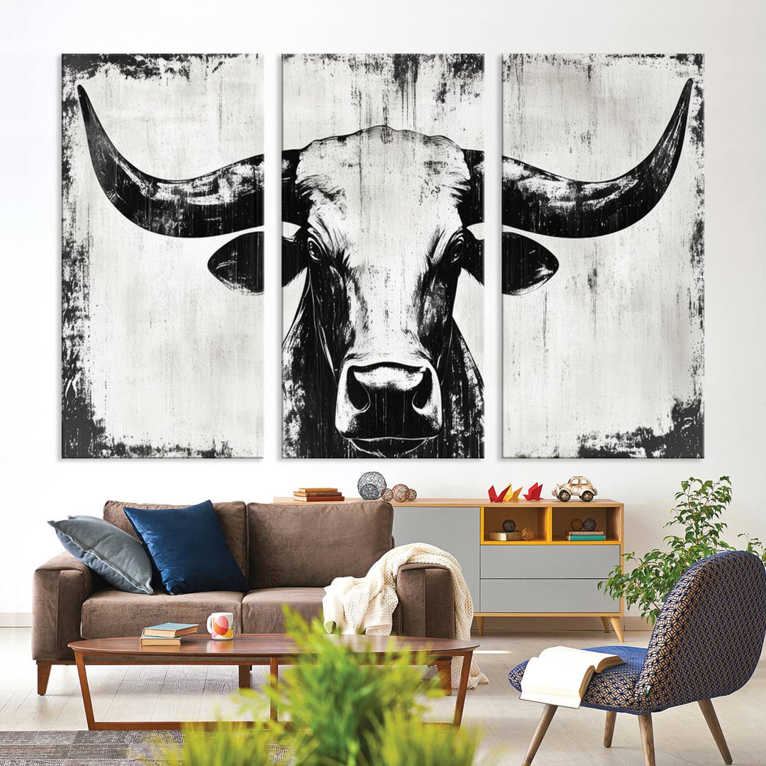 Nautical Theme Black and White Longhorn Bull Horns