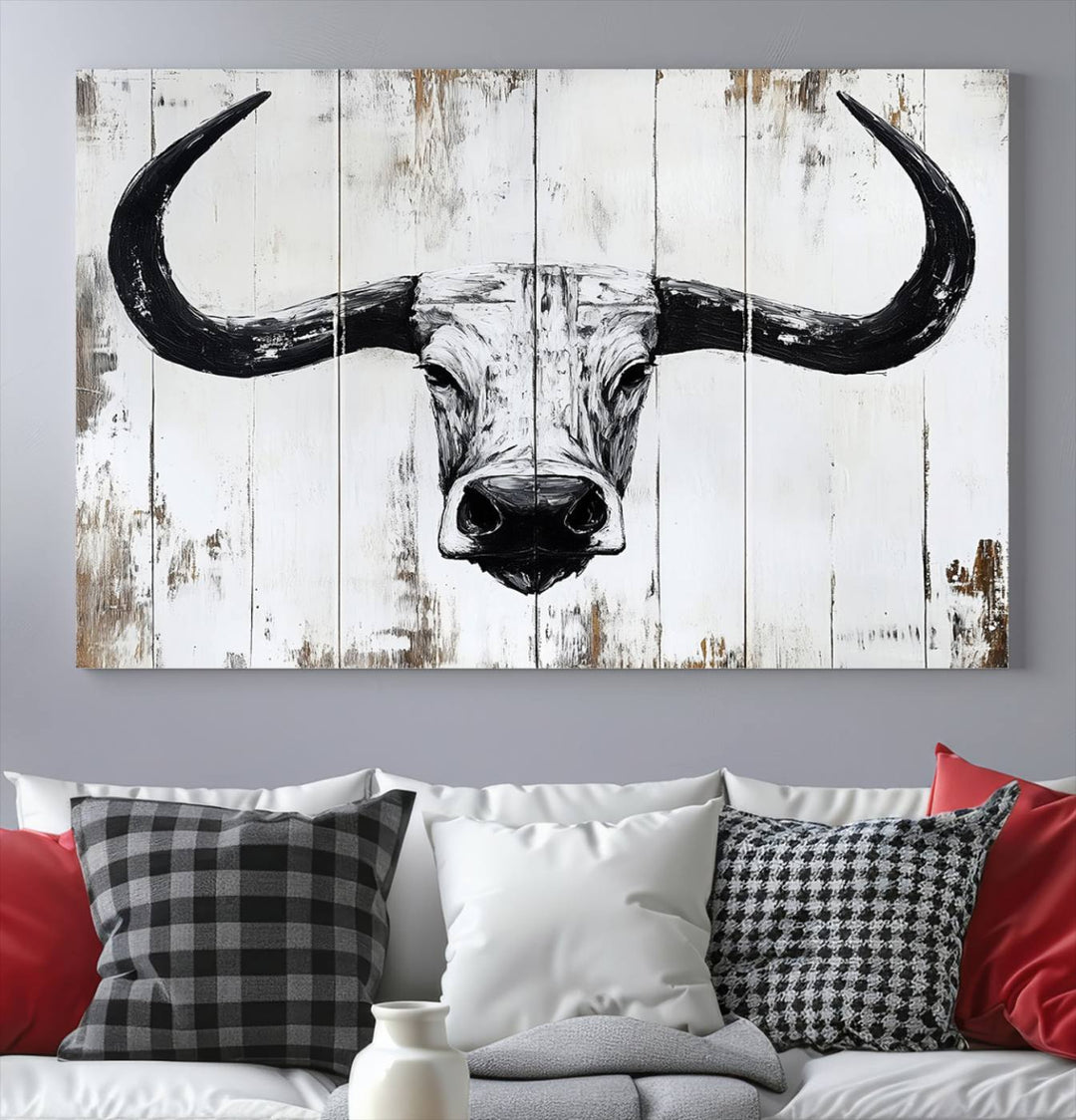 Nautical Theme Black and White Longhorn Bull Horns