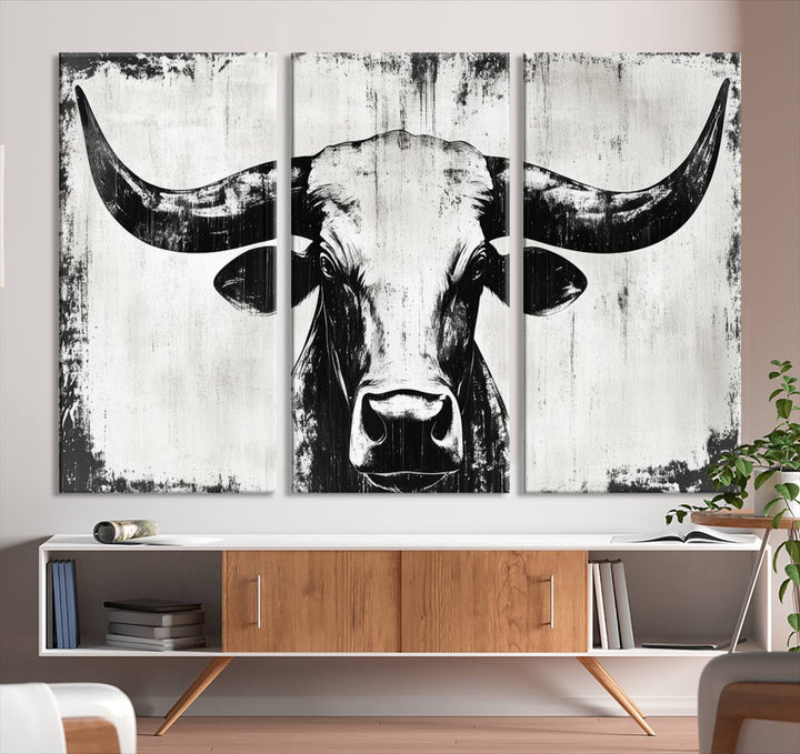 Nautical Theme Black and White Longhorn Bull Horns