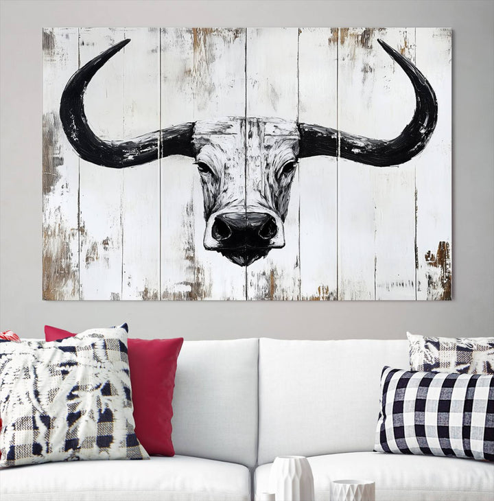 Nautical Theme Black and White Longhorn Bull Horns