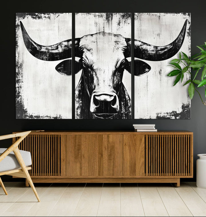 Nautical Theme Black and White Longhorn Bull Horns