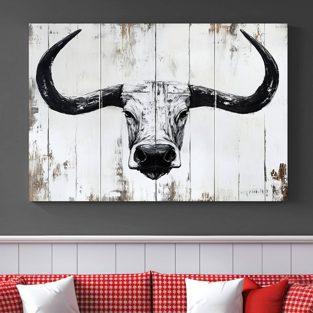 Nautical Theme Black and White Longhorn Bull Horns