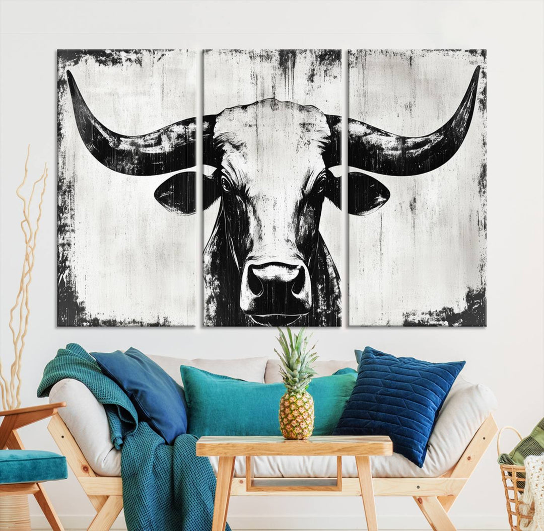 Nautical Theme Black and White Longhorn Bull Horns