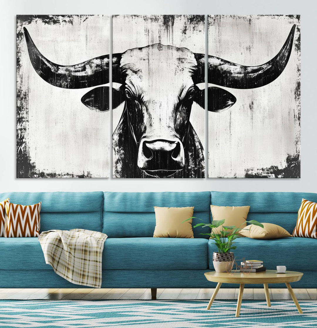 Nautical Theme Black and White Longhorn Bull Horns