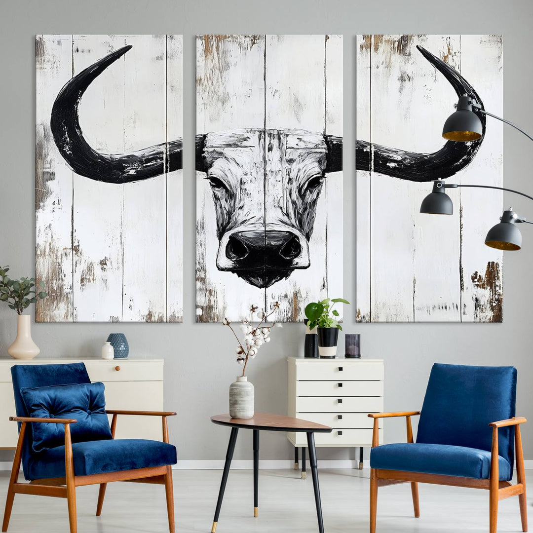 Nautical Theme Black and White Longhorn Bull Horns