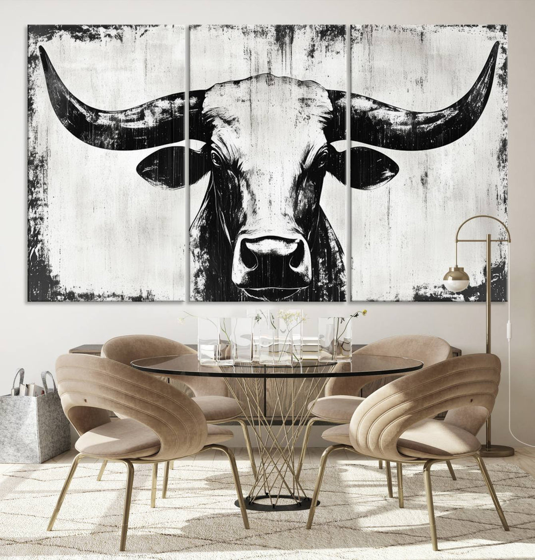 Nautical Theme Black and White Longhorn Bull Horns