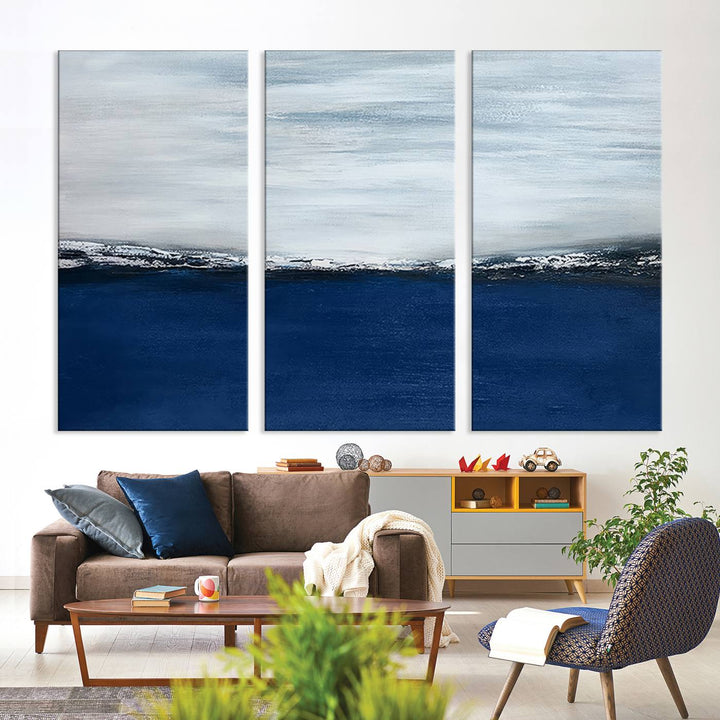 Navy Blue Abstract Wall Art Canvas Print