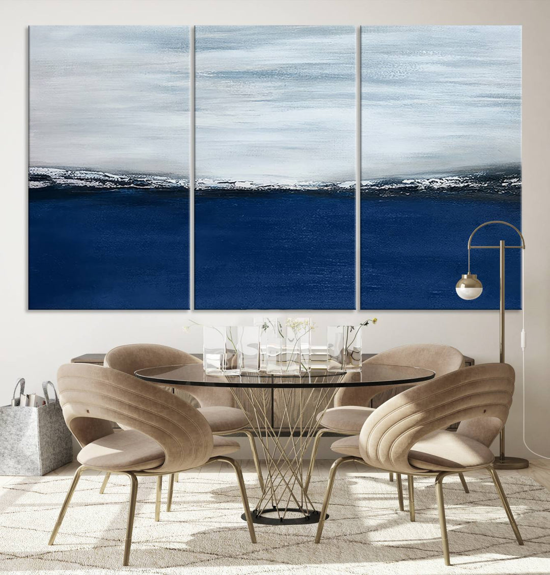 Navy Blue Abstract Wall Art Canvas Print