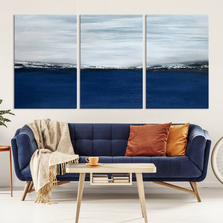 Navy Blue Abstract Wall Art Canvas Print