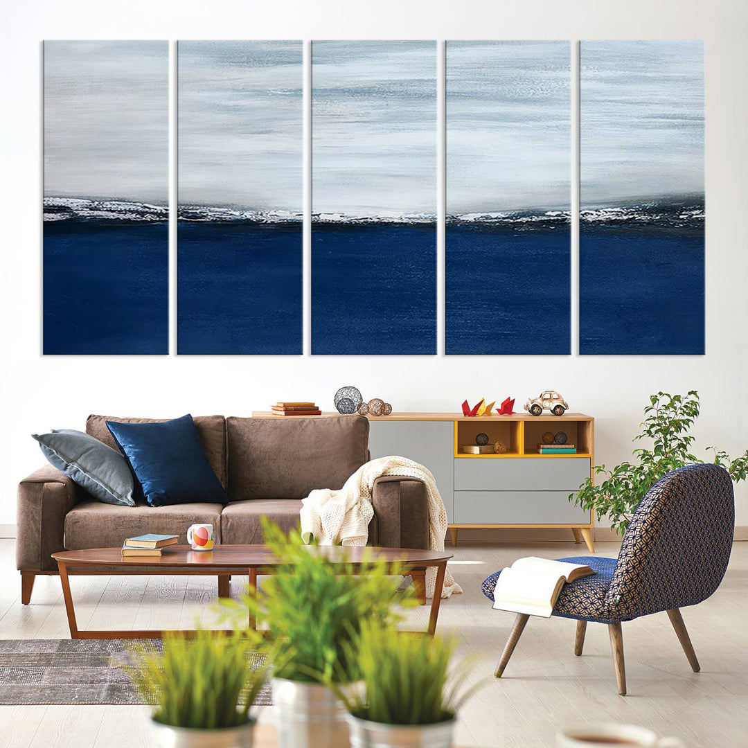 Navy Blue Abstract Wall Art Canvas Print