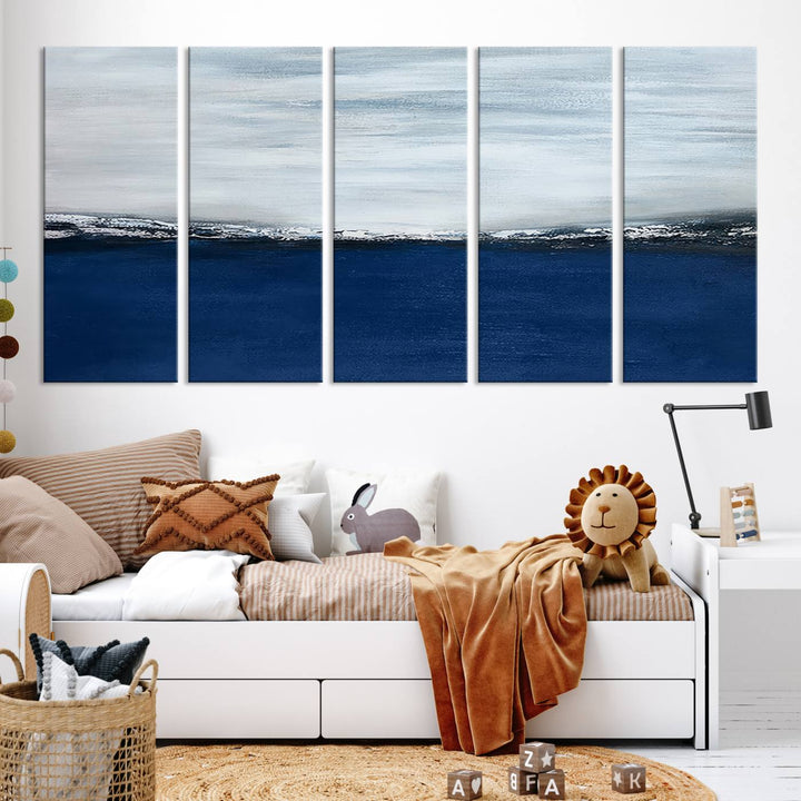 Navy Blue Abstract Wall Art Canvas Print