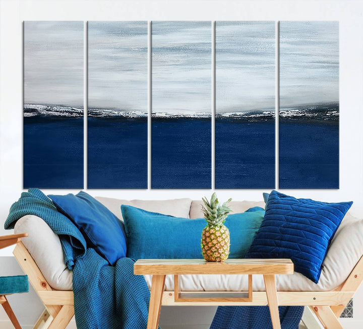 Navy Blue Abstract Wall Art Canvas Print