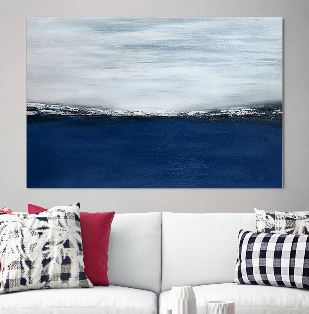 Navy Blue Abstract Wall Art Canvas Print