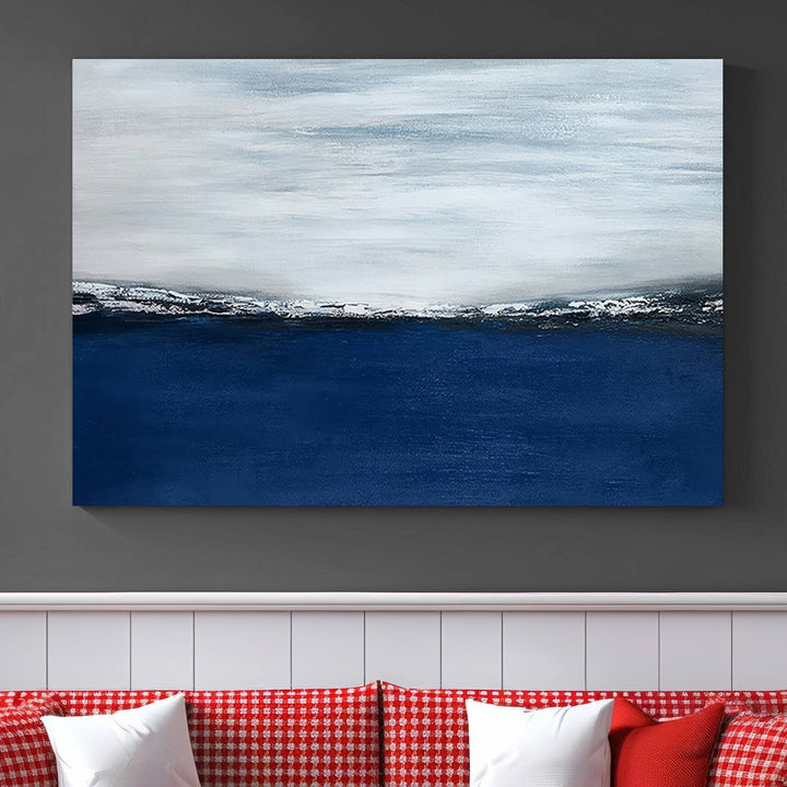 Navy Blue Abstract Wall Art Canvas Print