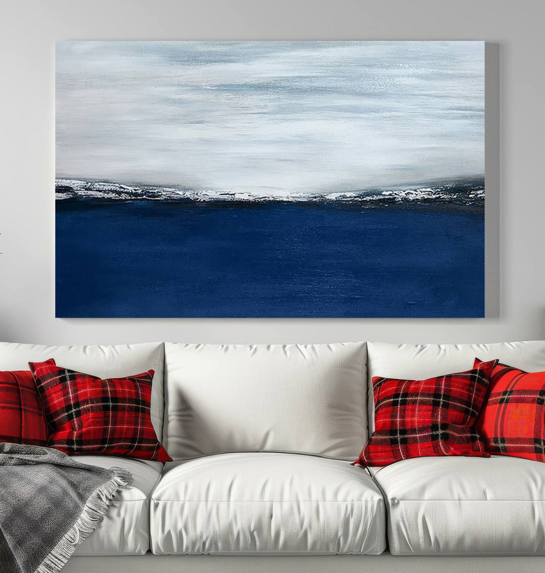 Navy Blue Abstract Wall Art Canvas Print