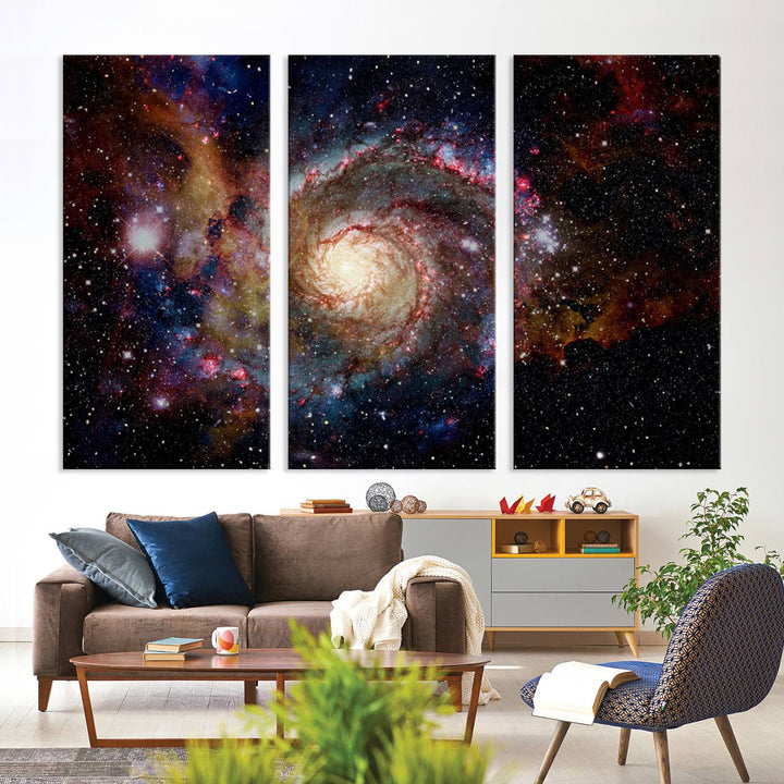 Nebula and Galaxies in Space Wall Art Canvas Print, Spiral Galaxy Wall Art Canvas Print